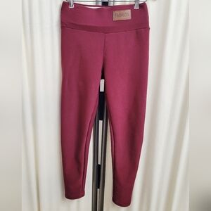 Burgundy Red Fleece-Lined Women’s Leggings | Size Medium